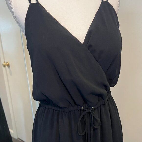 NWT Guess Black Double Strap Chiffon Maxi Dress, Size Large - Picture 7 of 16